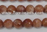 CSS506 15.5 inches 11mm faceted round natural golden sunstone beads
