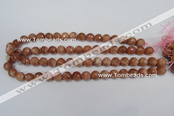 CSS506 15.5 inches 11mm faceted round natural golden sunstone beads