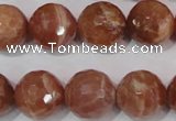 CSS509 15.5 inches 16mm faceted round natural golden sunstone beads