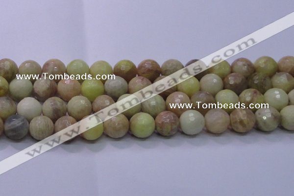 CSS616 15.5 inches 16mm faceted round yellow sunstone gemstone beads