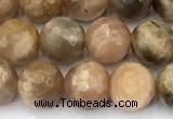CSS821 15 inches 8mm faceted round sunstone beads