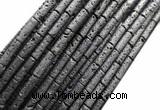 CTB1066 15 inches 4*13mm tube black lava beads wholesale