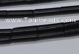 CTB318 15.5 inches 4*13mm tube black stone beads wholesale