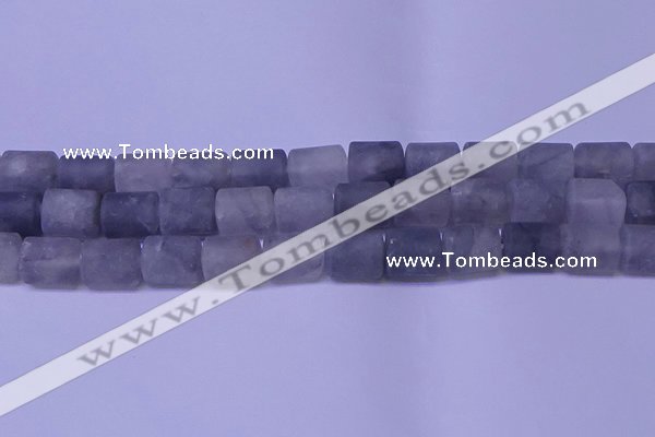 CTB565 15.5 inches 10*13mm triangle matte cloudy quartz beads