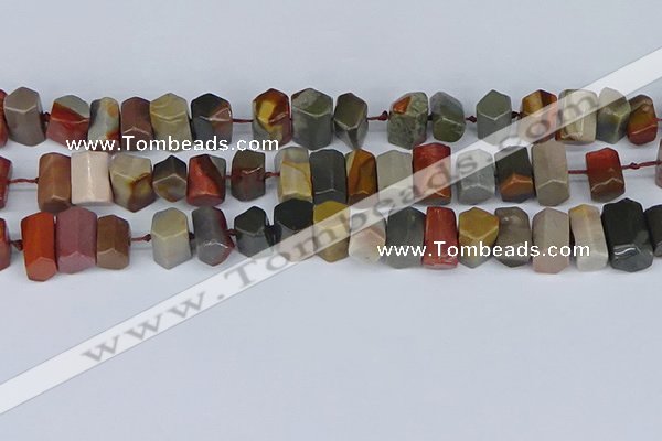 CTB762 6*10mm - 8*12mm faceted tube polychrome jasper beads
