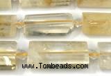 CTB918 13*25mm - 15*28mm faceted flat tube citrine beads
