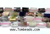 CTB949 15 inches 13*25mm - 14*19mm faceted tube mixed gemstone beads