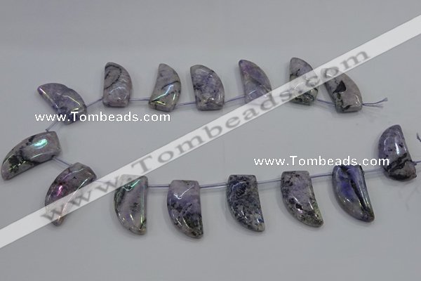 CTD1185 Top drilled 15*30mm - 16*32mm horn plated quartz beads