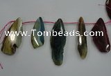 CTD1535 Top drilled 25*65mm - 30*75mm freeform agate slab beads