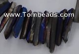 CTD1628 Top drilled 4*15mm - 6*35mm sticks plated quartz beads
