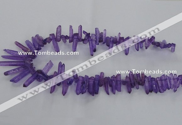 CTD1692 Top drilled 5*15mm - 7*35mm sticks dyed white crystal beads
