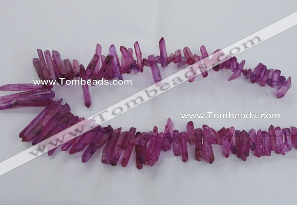 CTD1694 Top drilled 5*15mm - 7*35mm sticks dyed white crystal beads