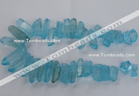 CTD1706 Top drilled 10*15mm - 15*35mm sticks dyed white crystal beads