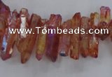 CTD1716 Top drilled 5*10mm - 6*30mm sticks plated white crystal beads