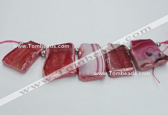 CTD1732 Top drilled 25*35mm - 30*45mm freeform agate slab beads