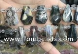 CTD2278 Top drilled 16*28mm - 20*30mm faceted freeform ocean agate beads