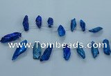 CTD2637 Top drilled 10*25mm - 20*45mm nuggets plated druzy quartz beads