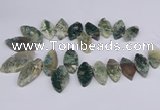 CTD2738 Top drilled 15*30mm - 25*50mm marquise moss agate beads