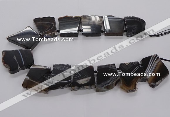 CTD2769 Top drilled 25*30mm - 35*40mm freeform line agate beads