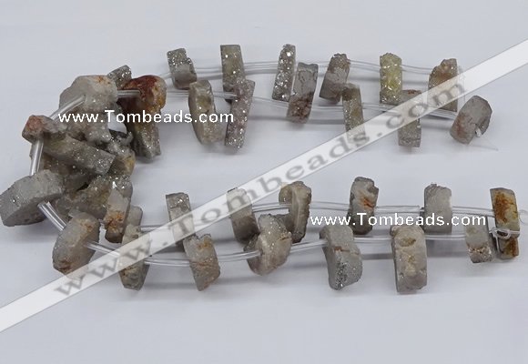 CTD2841 Top drilled 15*20mm - 18*40mm freeform plated druzy agate beads