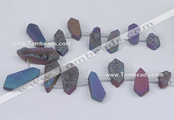 CTD2905 Top drilled 15*25mm - 25*55mm freeform plated druzy agate beads
