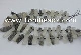 CTD3516 Top drilled 10*20mm - 12*40mm sticks black rutilated quartz beads