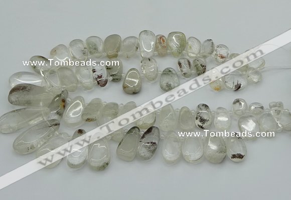 CTD3540 Top drilled 10*22mm - 15*45mm freeform green phantom quartz beads