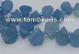 CTD3628 Top drilled 8*10mm - 10*14mm flat teardrop aquamarine beads
