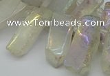 CTD3656 Top drilled 8*15mm - 11*30mm sticks plated white crystal beads