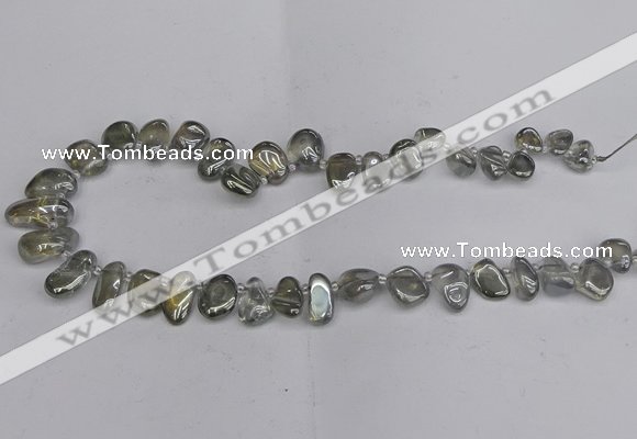 CTD3672 Top drilled 5*8mm - 10*14mm freeform plated white crystal beads
