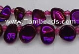 CTD3674 Top drilled 5*8mm - 10*14mm freeform plated white crystal beads