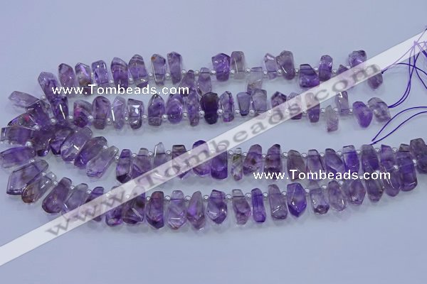 CTD3690 Top drilled 6*16mm - 10*25mm sticks amethyst beads