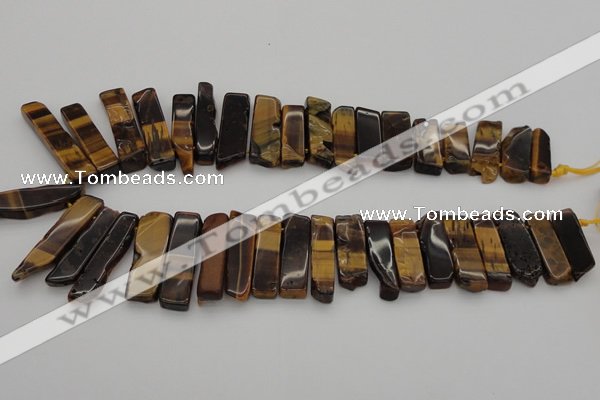 CTD384 Top drilled 10*20mm - 12*50mm wand yellow tiger eye beads