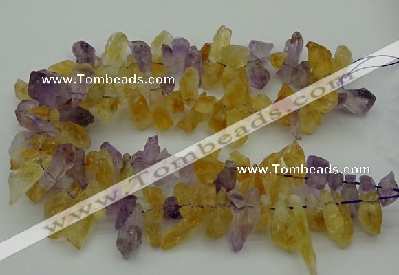 CTD419 Top drilled 10*20mm - 15*35mm nuggets amethyst & citrine beads