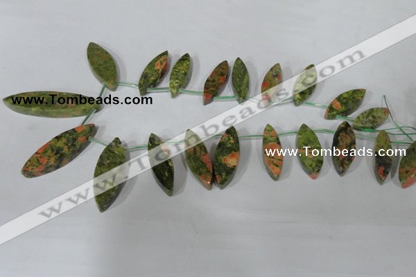 CTD42 Top drilled 10*25mm – 17*50mm marquise unakite gemstone beads