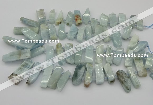 CTD444 Top drilled 8*20mm - 10*40mm sticks aquamarine beads