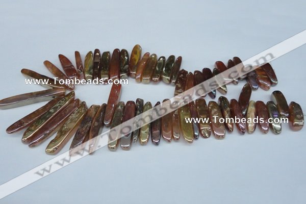 CTD525 Top drilled 10*25mm - 10*60mm wand plated agate beads