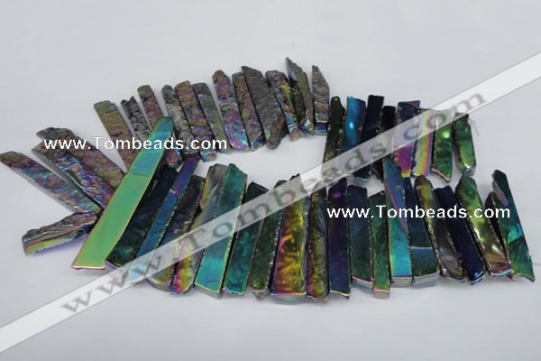 CTD537 Top drilled 10*30mm - 10*65mm wand plated agate beads