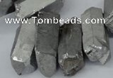 CTD548 Top drilled 12*25mm - 12*45mm nuggets plated quartz beads