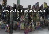 CTD559 Top drilled 6*15mm - 10*40mm wand plated agate beads