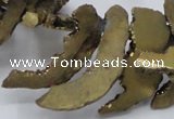 CTD564 Top drilled 10*20mm - 10*40mm freeform plated agate beads
