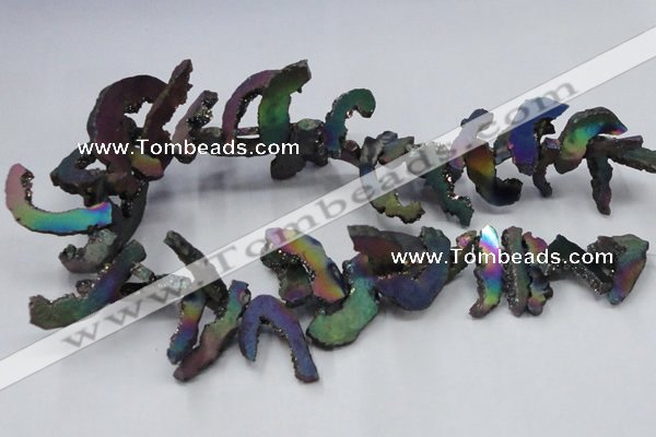 CTD565 Top drilled 10*20mm - 10*40mm freeform plated agate beads