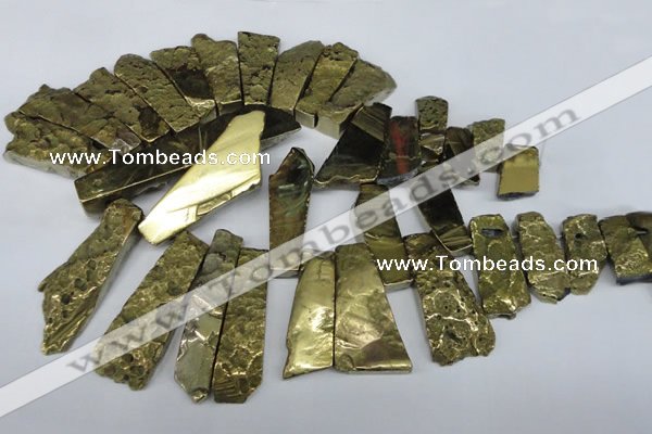 CTD569 Top drilled 15*25mm - 20*65mm freeform plated agate beads