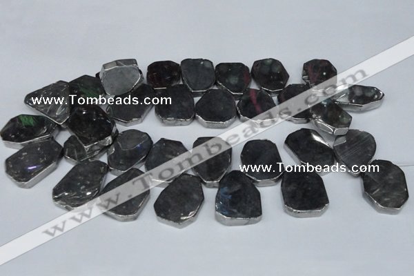 CTD571 Top drilled 20*30mm - 30*45mm freeform plated agate beads