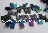 CTD748 Top drilled 18*25mm - 25*60mm freeform plated agate beads