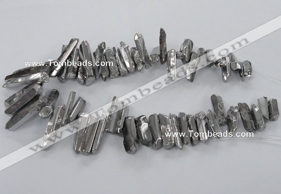 CTD783 Top drilled 8*18mm - 8*35mm nuggets plated quartz beads
