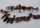 CTD786 Top drilled 8*18mm - 8*35mm nuggets plated quartz beads