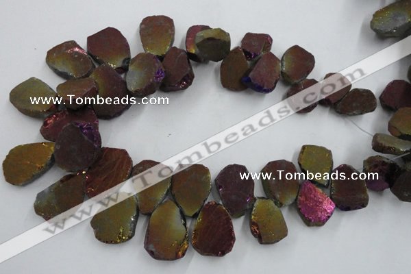 CTD903 Top drilled 15*20mm - 20*30mm freeform plated quartz beads