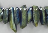 CTD914 Top drilled 5*15mm - 6*25mm wand plated quartz beads