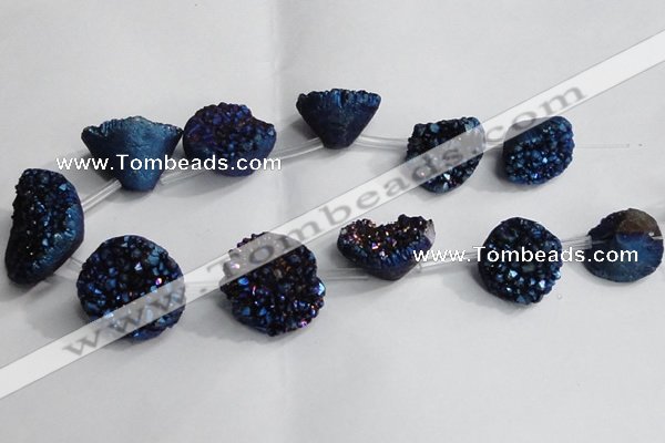 CTD992 Top drilled 12*15mm - 18*25mm nuggets plated druzy agate beads